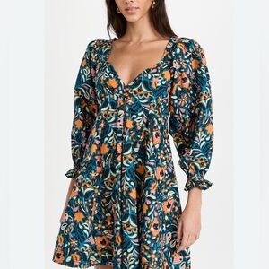 Cleobella, Jacey Mink Multicolor Floral Puff Sleeve Mini Dress, Size S | 2024